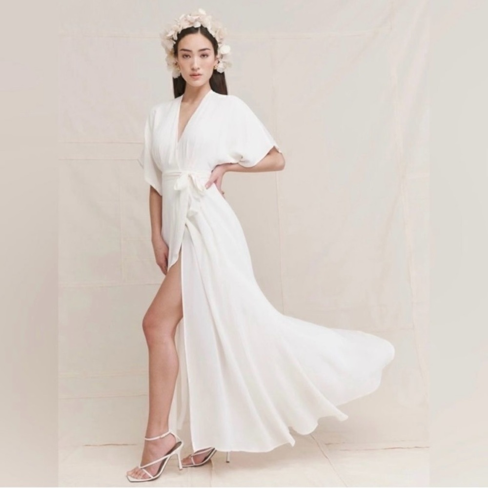 NWT Reformation Ivory White Winslow Wrap Maxi Bridal Wedding Dress size S - Picture 1 of 15